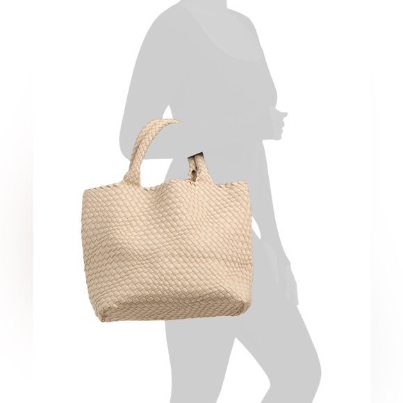 BCBG Woven Large Tote Bag & Pouch Set